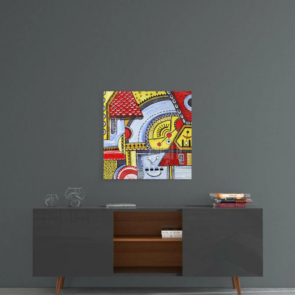 Abstract Houses Glass Wall Art - Image 4