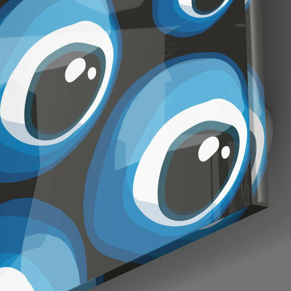 Blue Evil Eye Beads Glass Wall Art - Image 3