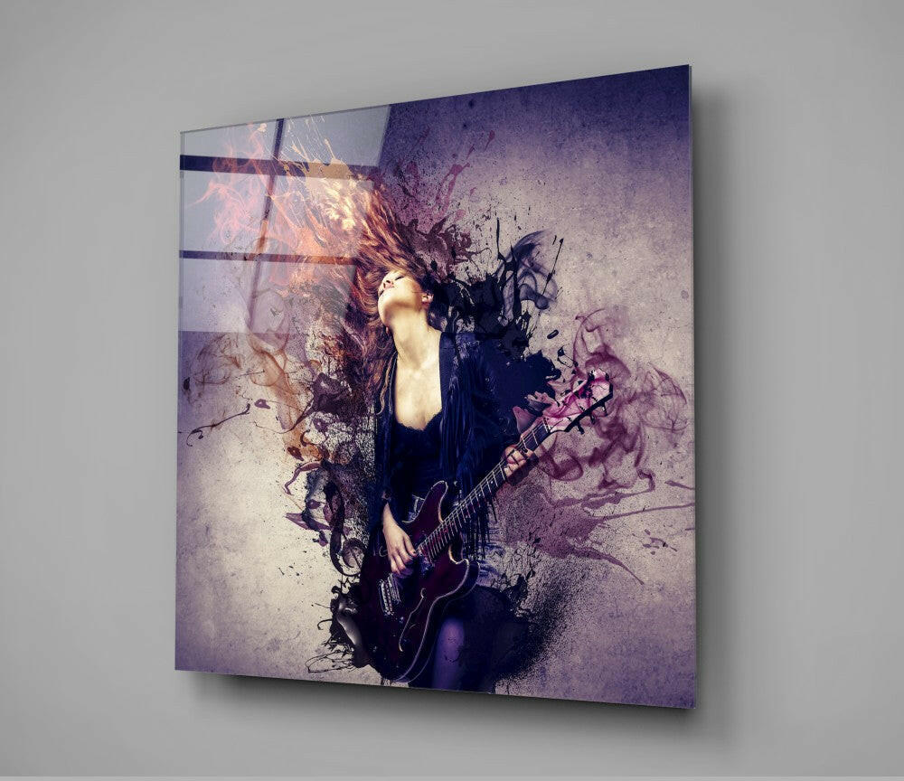Woman and Guitar Glass Wall Art - Image 2