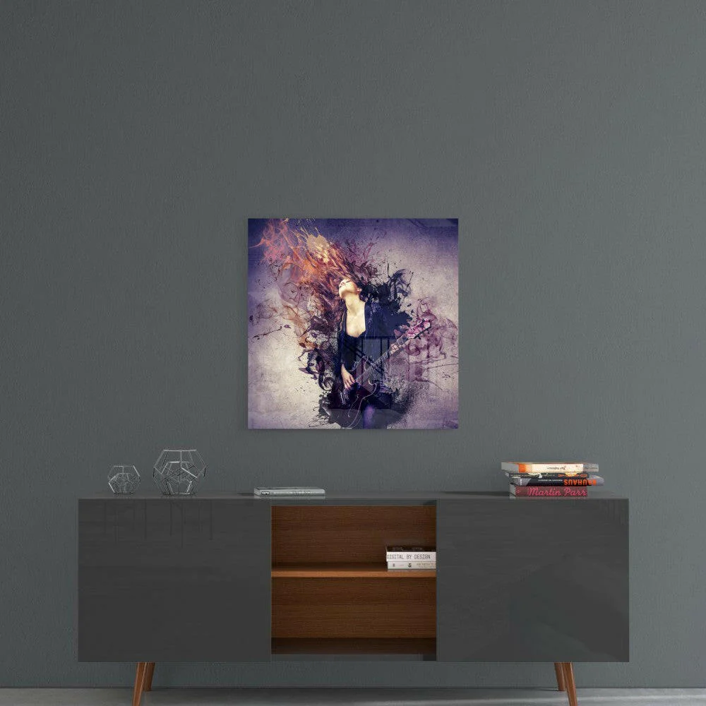 Woman and Guitar Glass Wall Art - Image 4
