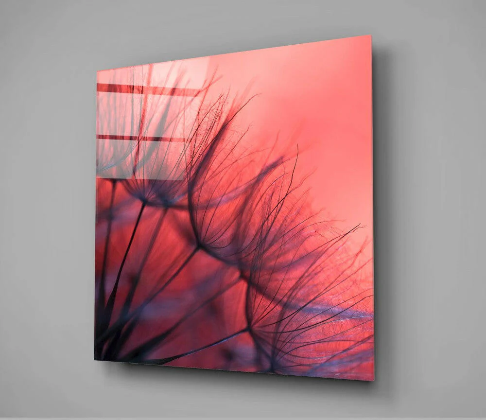 Red Dandelion Glass Wall Art - Image 2