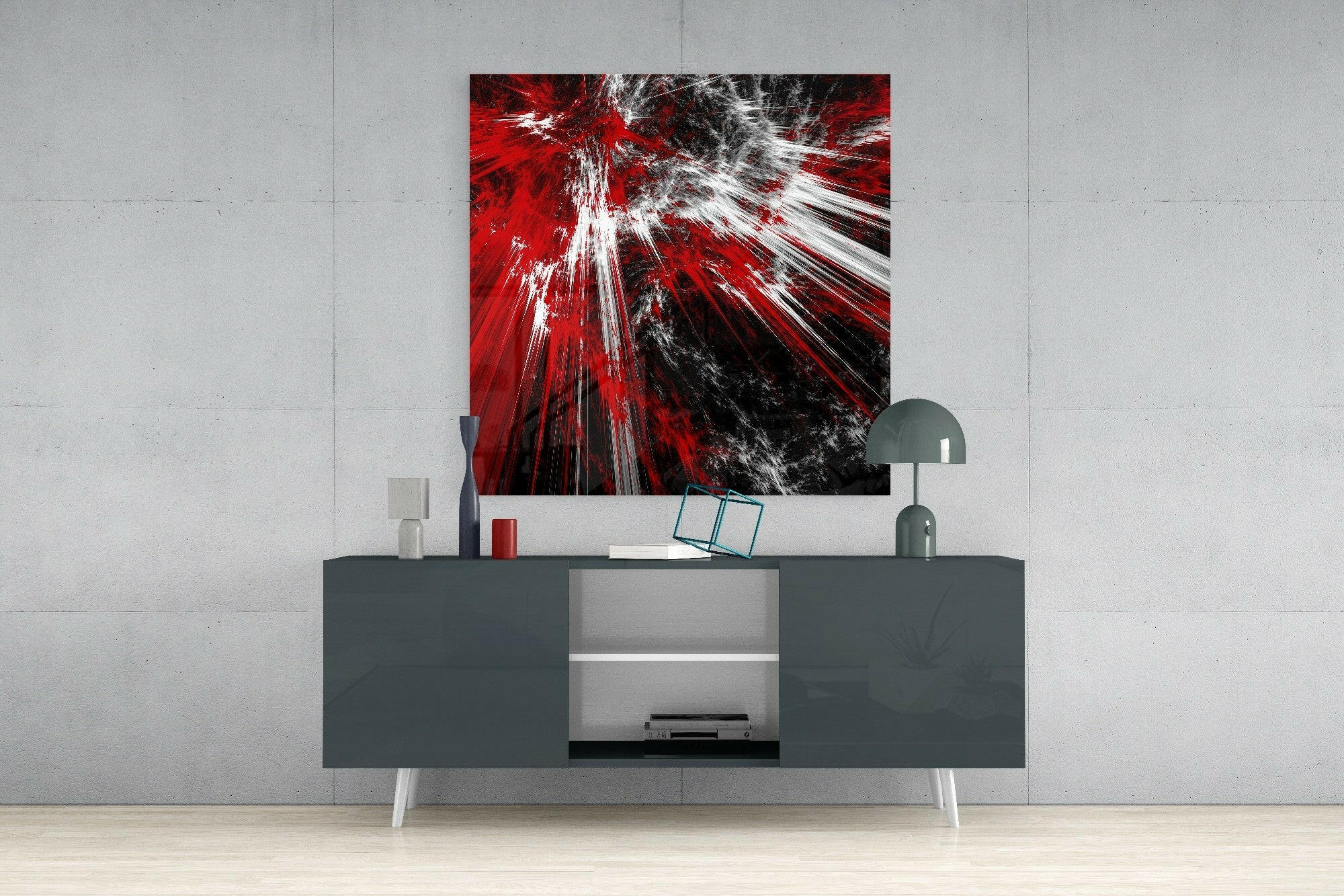 Red Explosion Glass Wall Art - Image 4