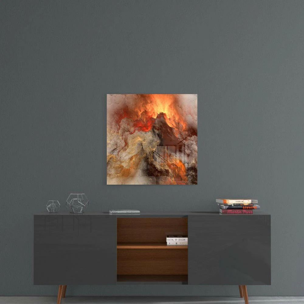 Golden Chaos Abstract Glass Wall Art - Image 4