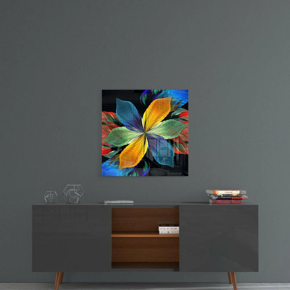 Colorful Leaves Flower Glass Wall Art - Image 4
