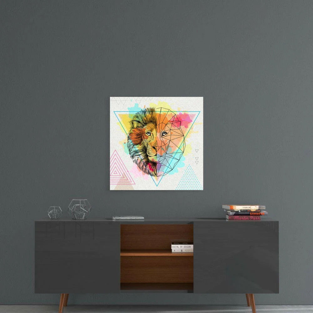 Fact and Fiction Lion Glass Wall Art - Image 4