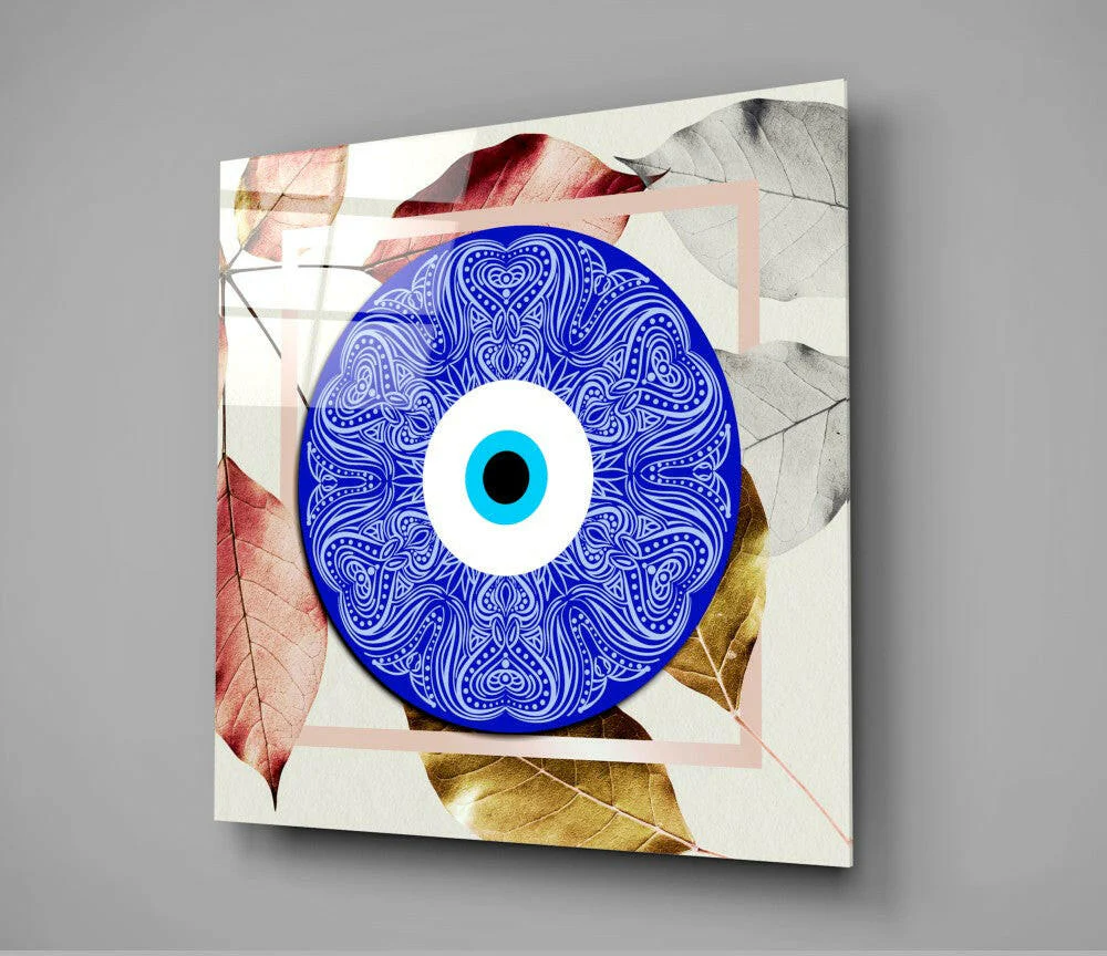 Blue Modern Evil Eye Bead Glass Wall Art - Image 2