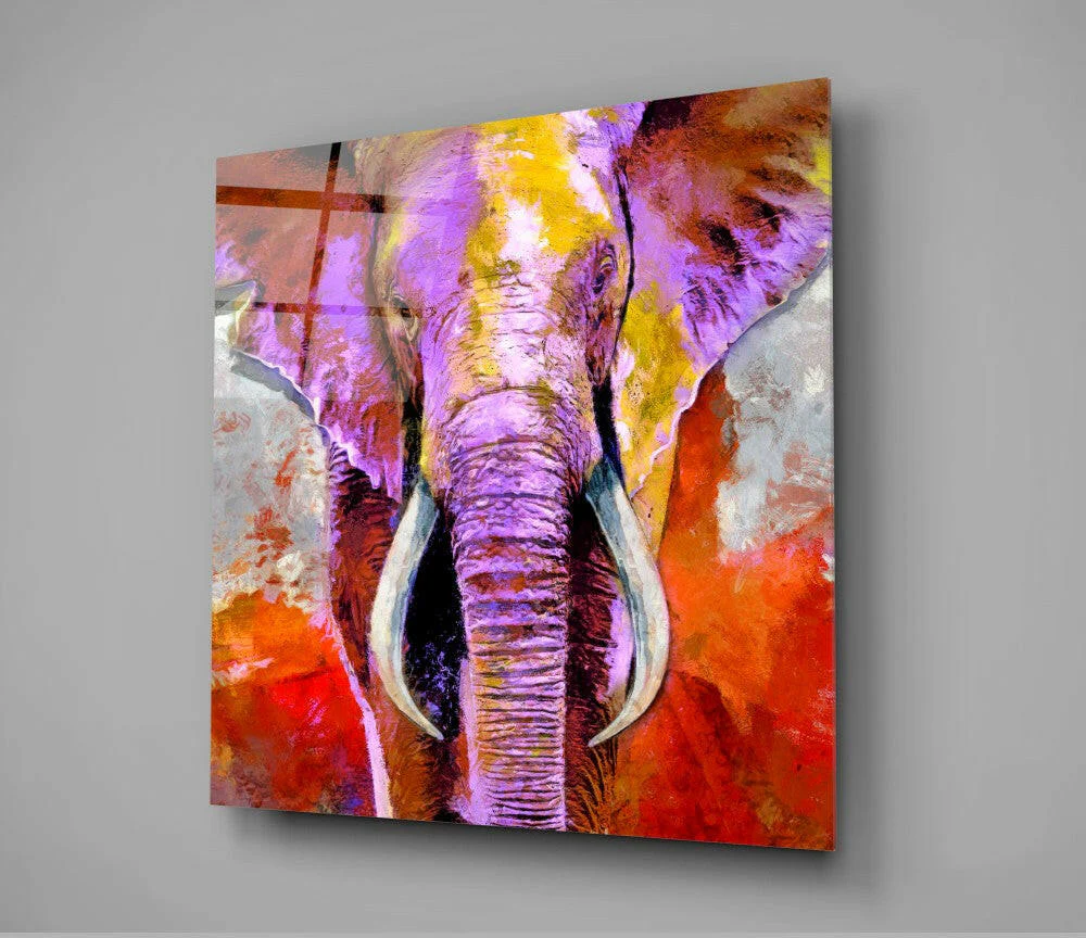 Colorful Elephant Glass Wall Art - Image 2