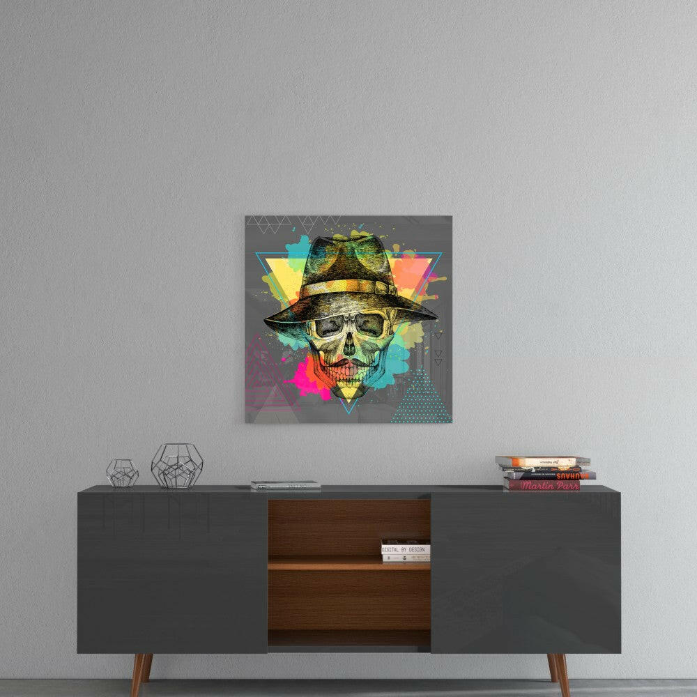 Skull - Never Without a Hat Glass Wall Art - Image 4
