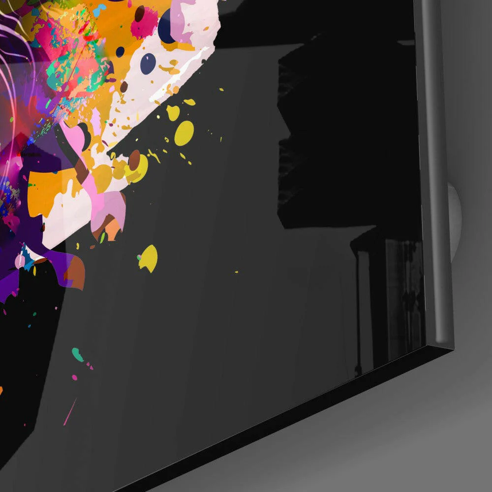 Colored Fury of the Lion Glass Wall Art - Image 3