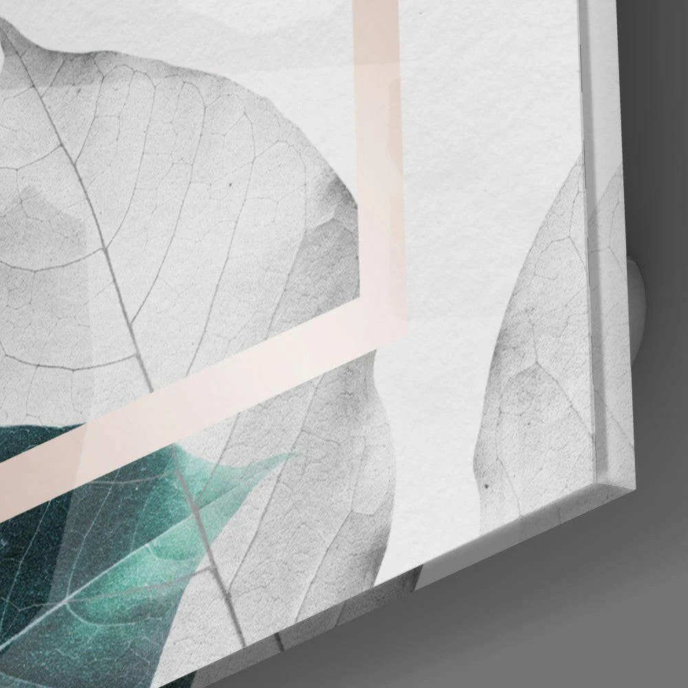 Scandinavian Style Leaves Glass Wall Art - Image 3