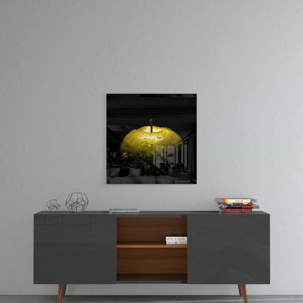 Yellow Apple Glass Wall Art - Image 4