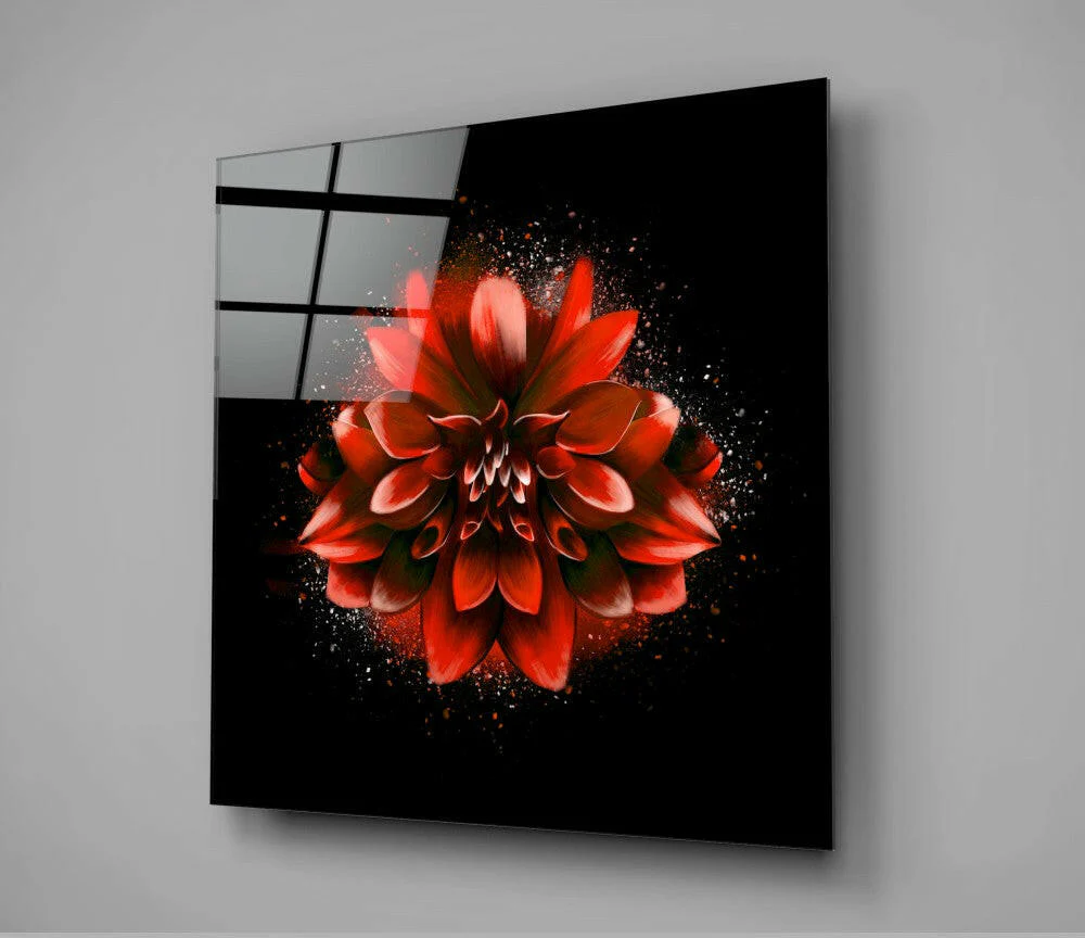 Red Lotus Glass Wall Art - Image 2