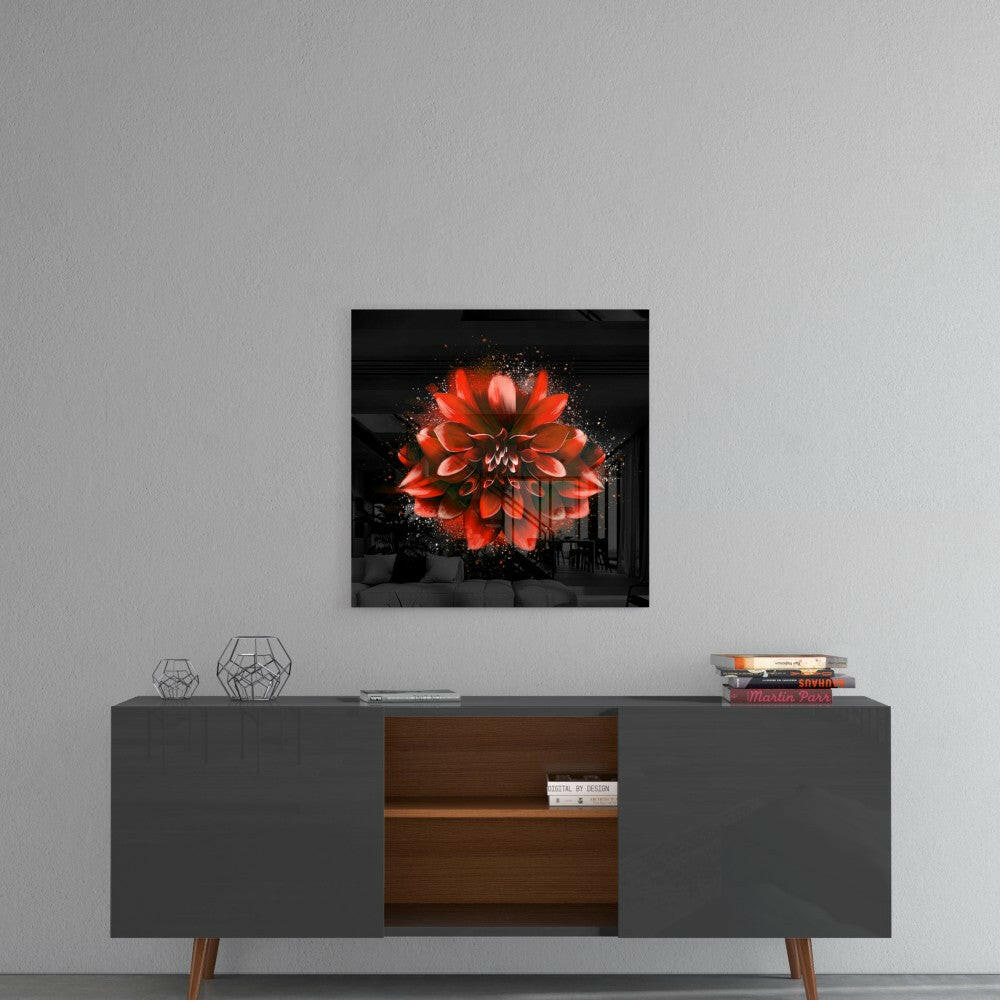 Red Lotus Glass Wall Art - Image 4
