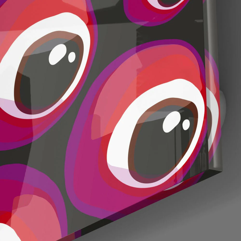 Red Evil Eye Beads Glass Wall Art - Image 3