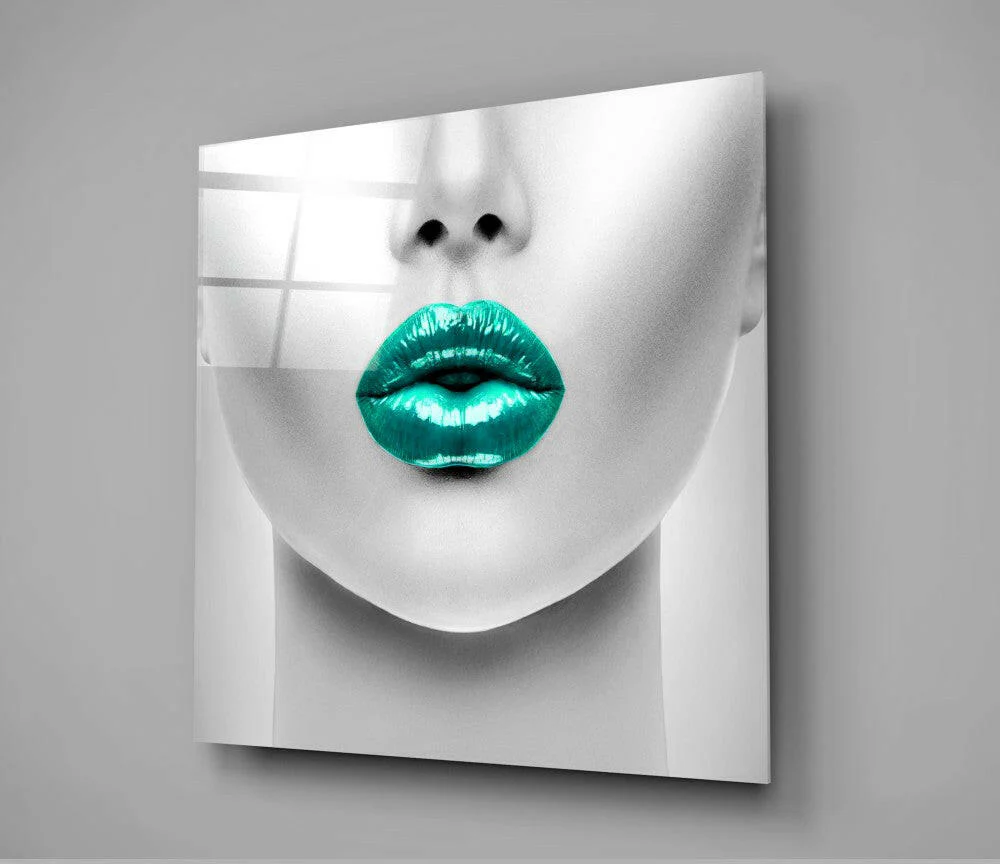 Emerald Lips Glass Wall Art - Image 2