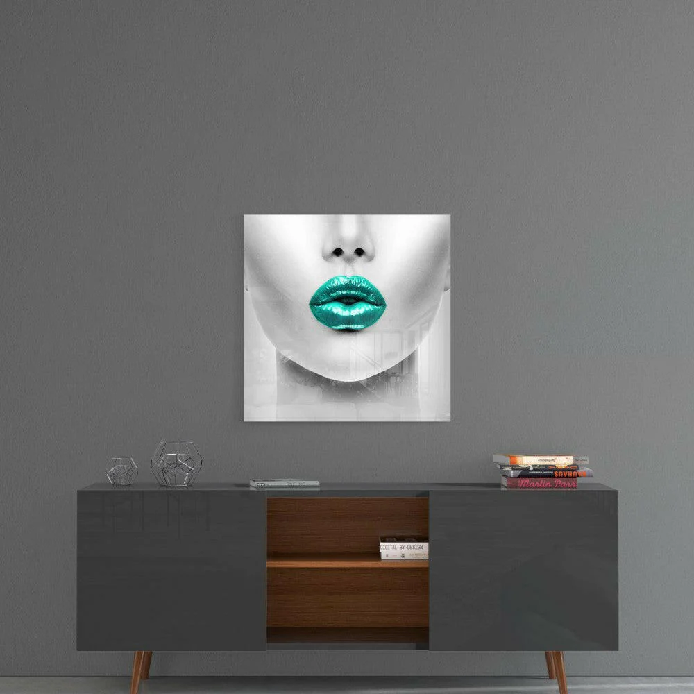 Emerald Lips Glass Wall Art - Image 4
