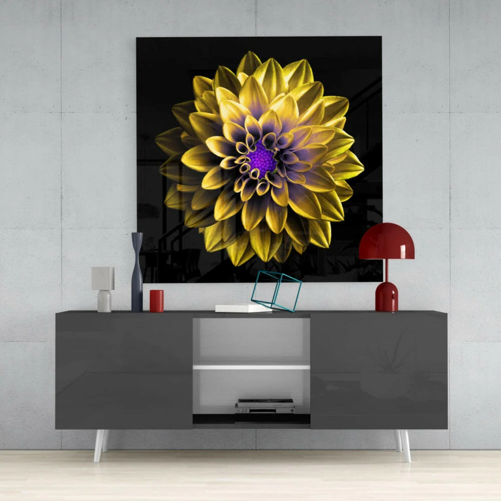 Yellow Flower Glass Wall Art - Image 4