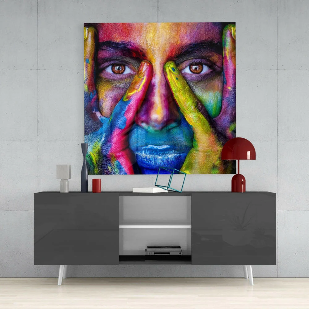 Painted Face Glass Wall Art - Image 4