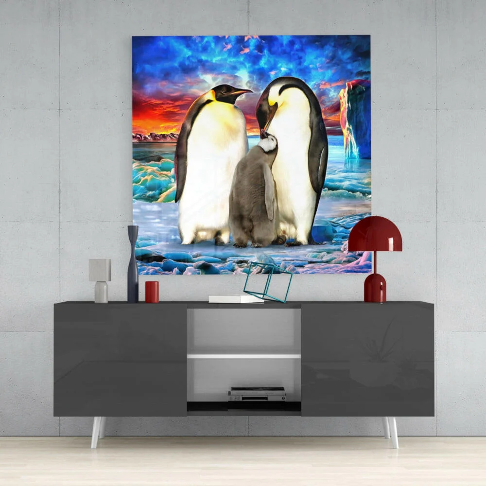 Penguin Family Glass Wall Art - Image 4