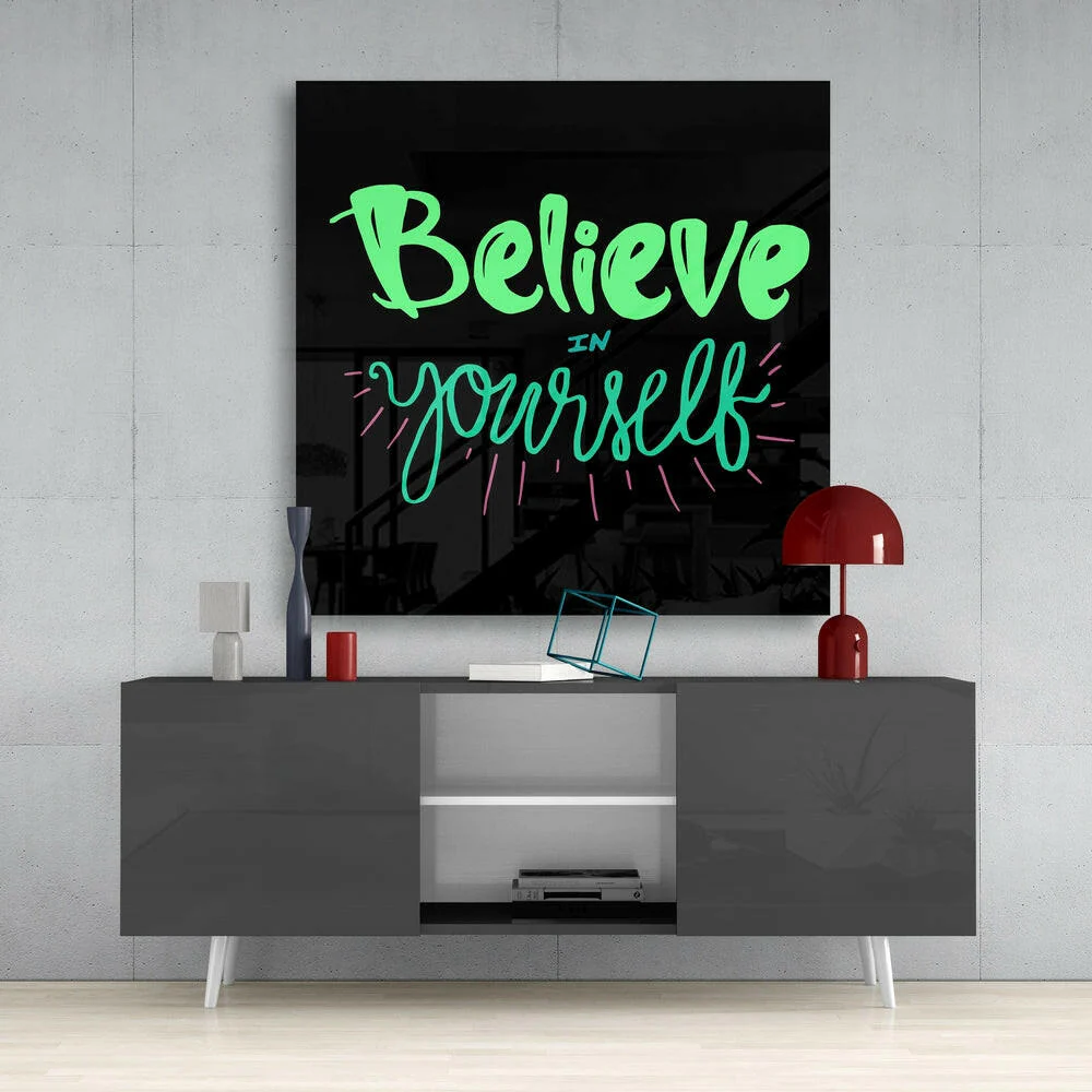 “Believe in Yourself” Glass Wall Art - Image 4