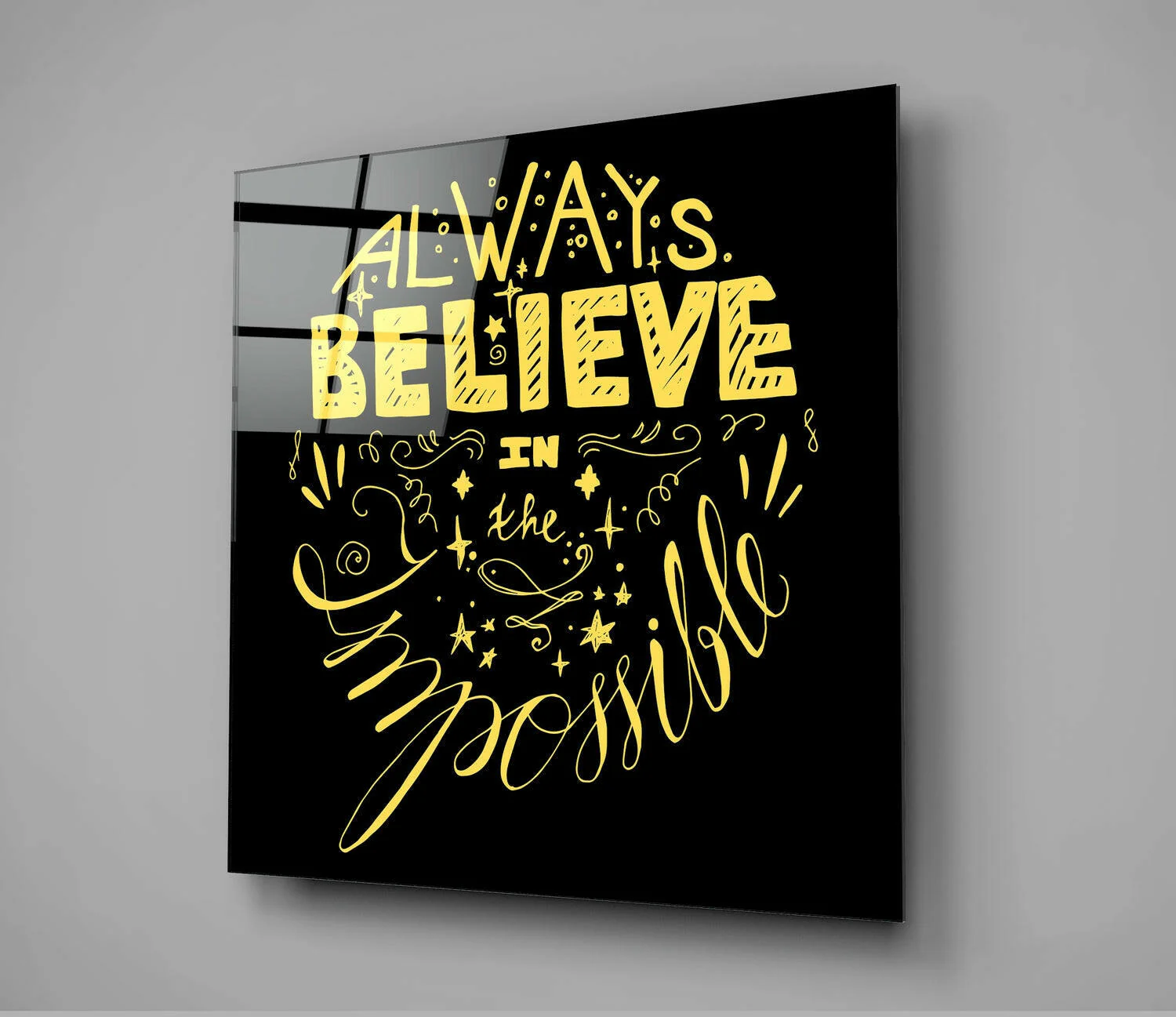“Always Believe in the Impossible” Glass Wall Art - Image 3