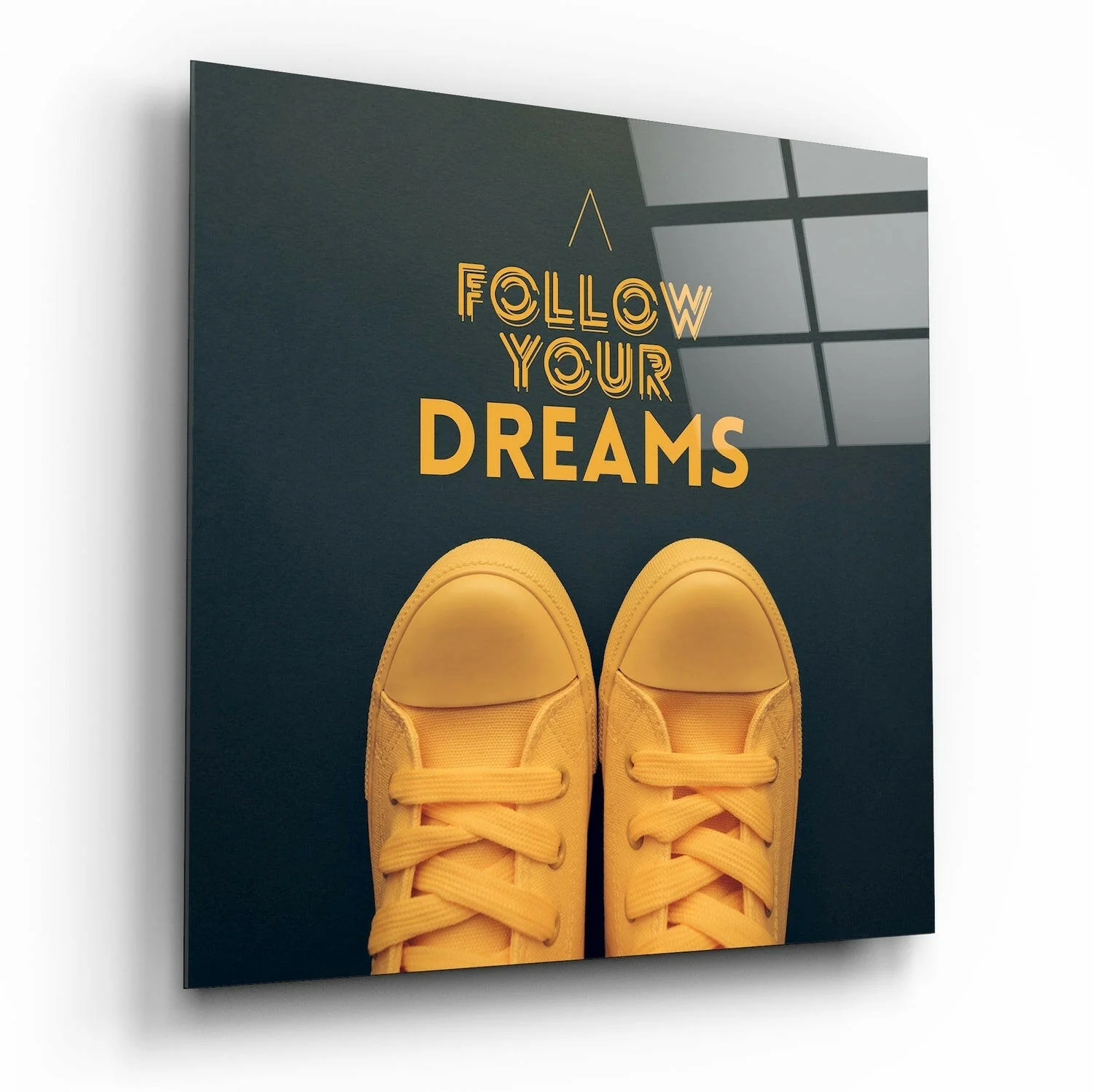Follow Your Dreams” Glass Wall Art