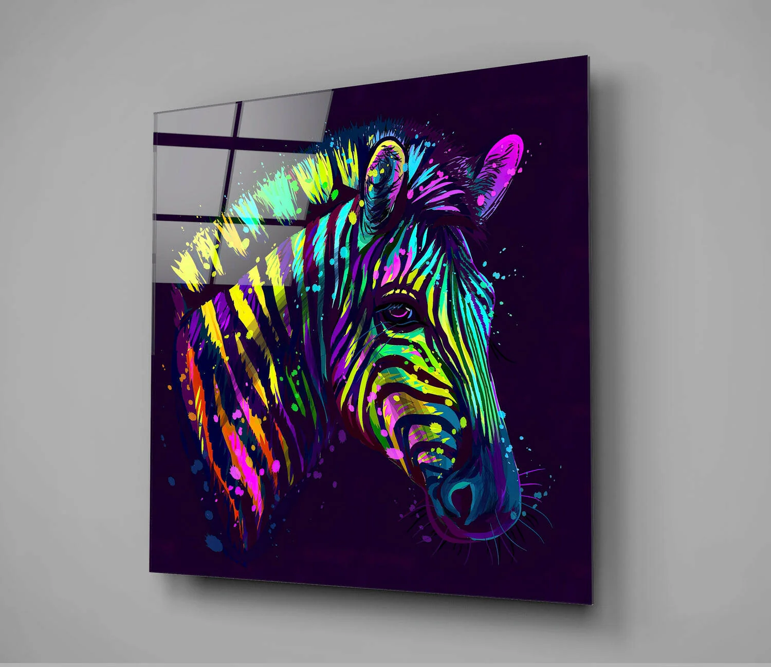Colorful Zebra Glass Wall Art - Image 3