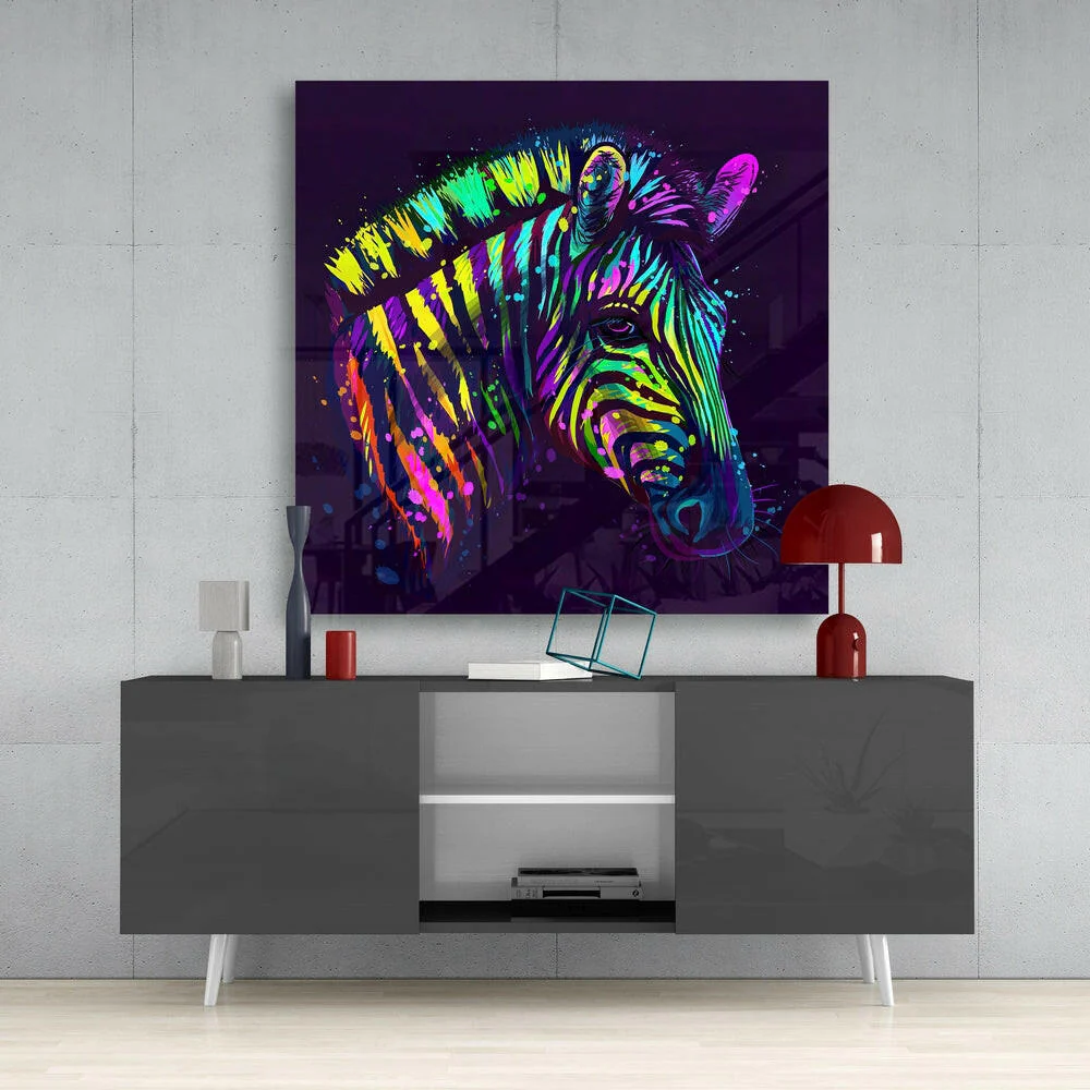 Colorful Zebra Glass Wall Art - Image 4
