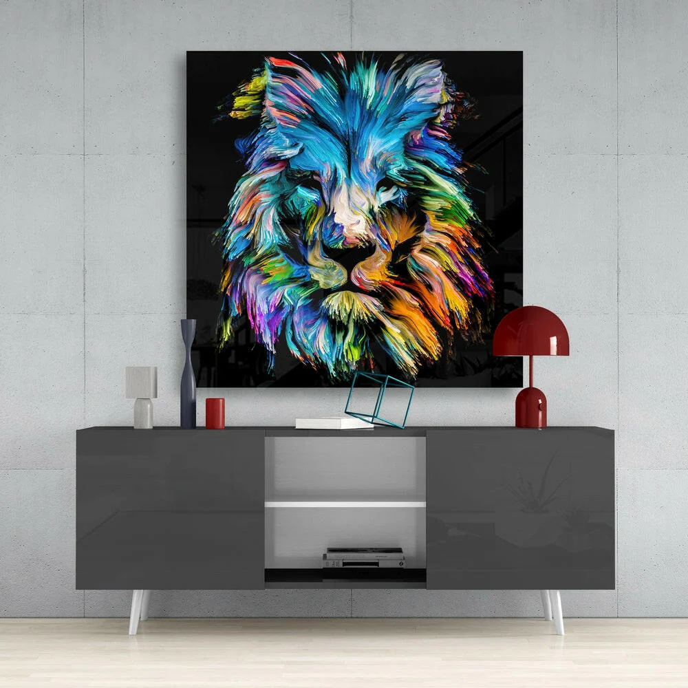 Blue Lion Glass Wall Art - Image 4
