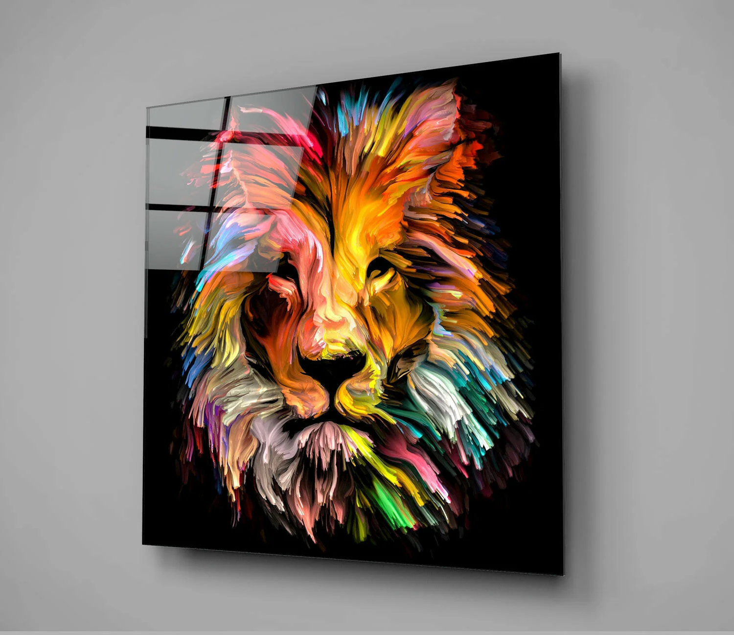 Yellow Lion Glass Wall Art - Image 3
