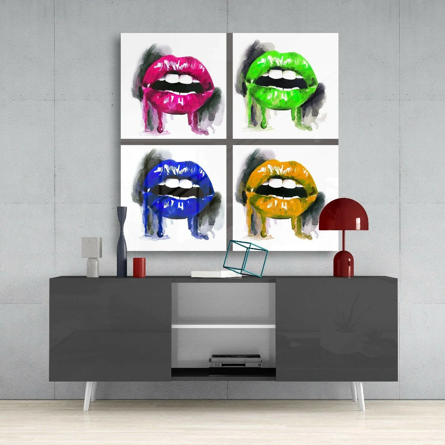 Colored Lips Glass Wall Art - Image 4