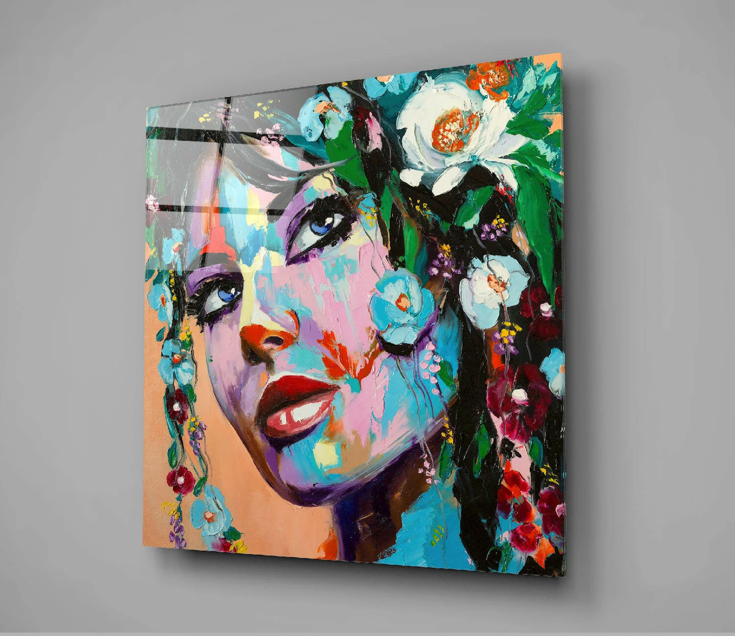 Floral Woman Glass Wall Art - Image 3