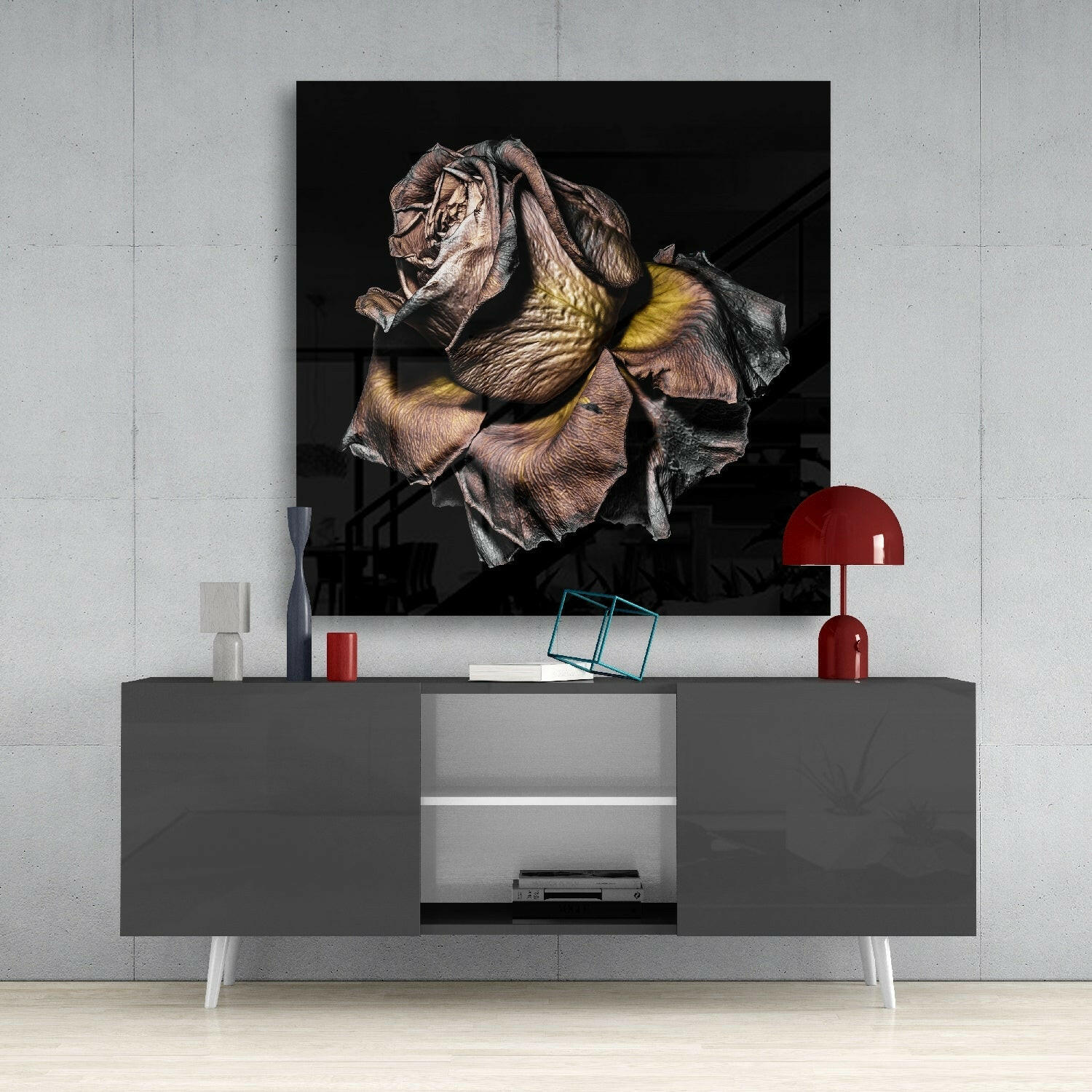 Dried Rose Glass Wall Art - Image 4