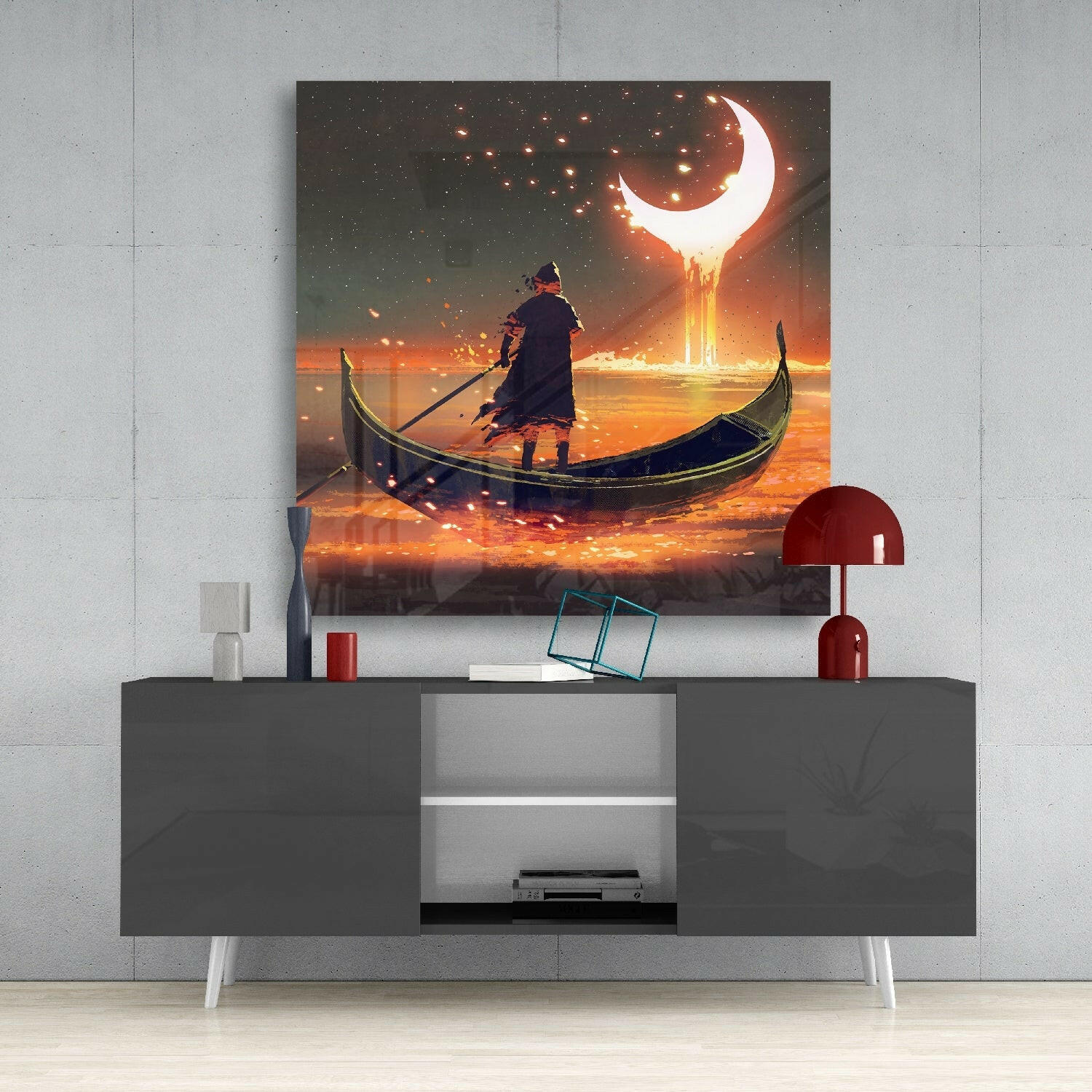 Red Moon Glass Wall Art - Image 4