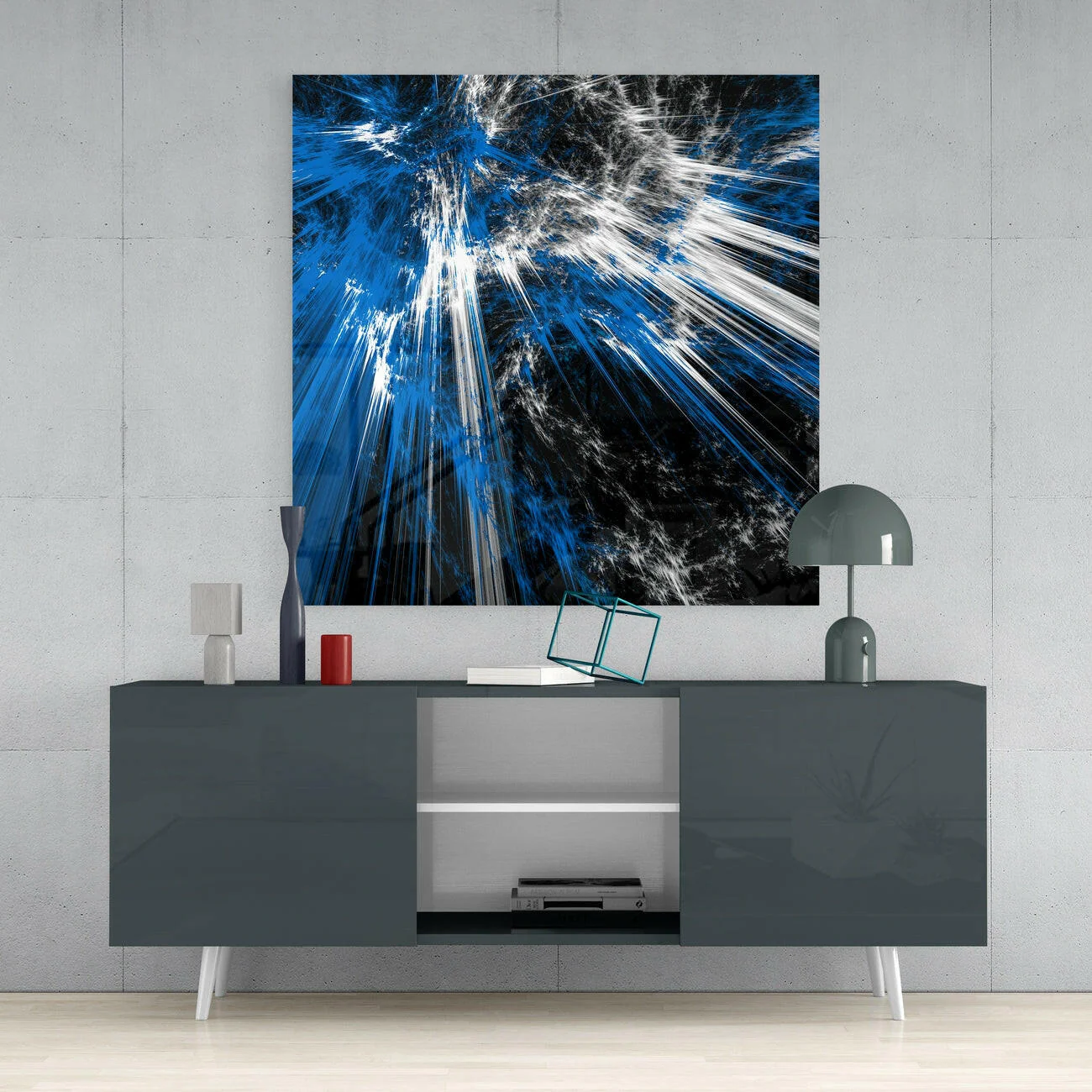 Blue Explosion Glass Wall Art - Image 4