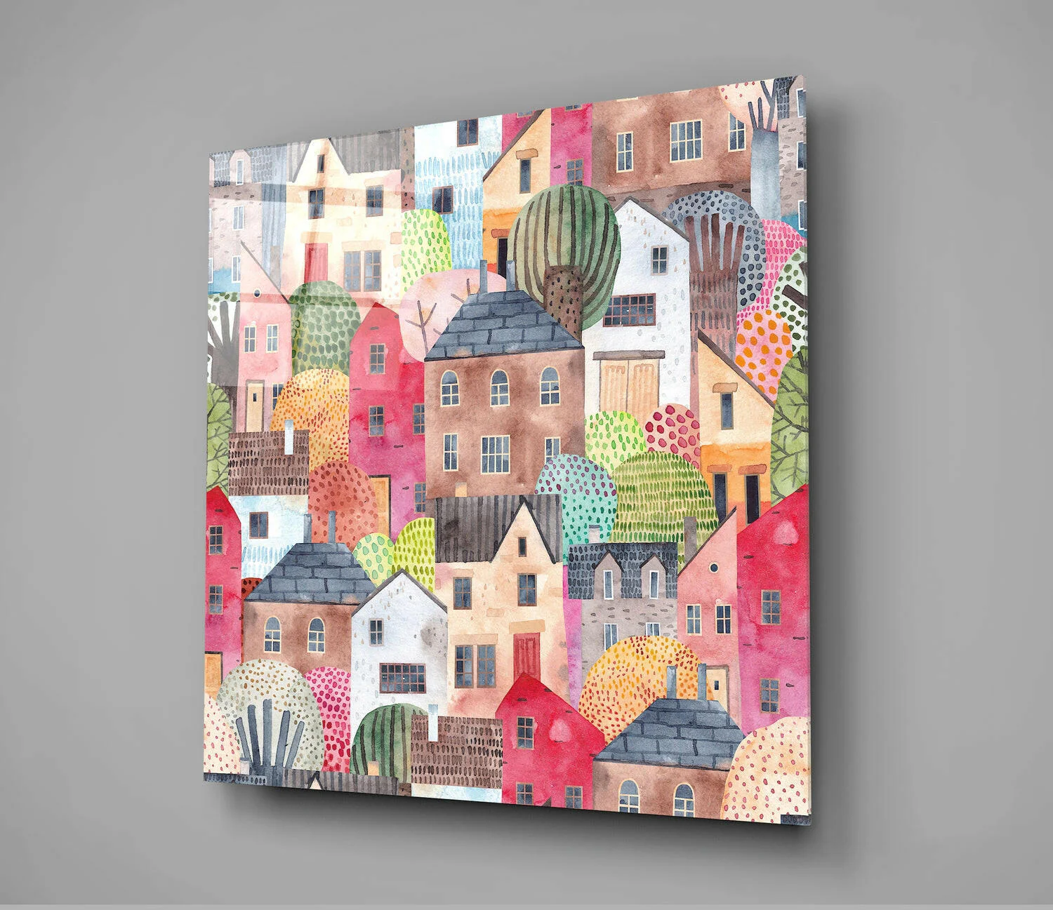 Cute Houses Glass Wall Art - Image 2