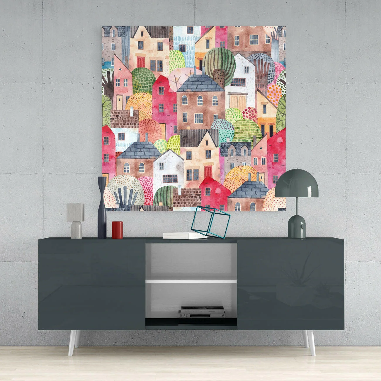 Cute Houses Glass Wall Art - Image 4