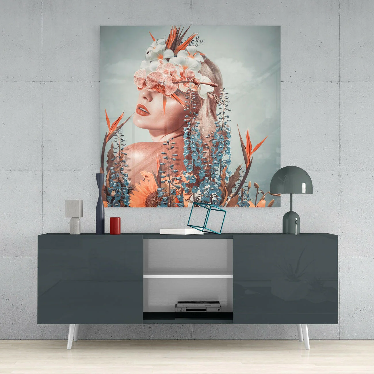 In The Flowers Glass Wall Art - Image 4