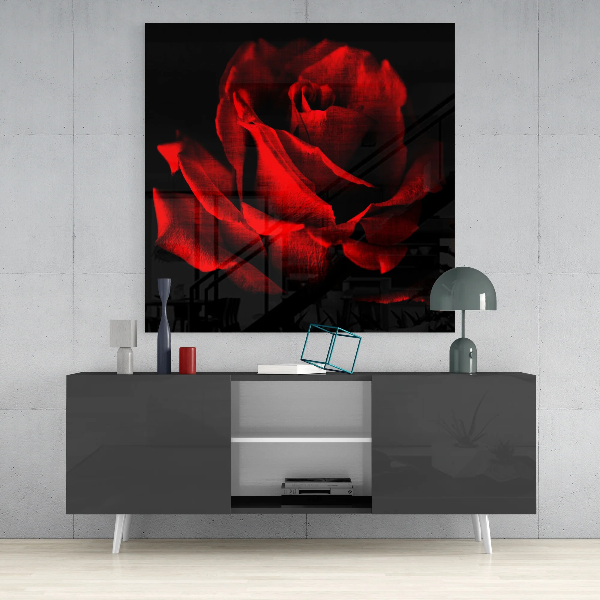 Red Rose Glass Wall Art - Image 4
