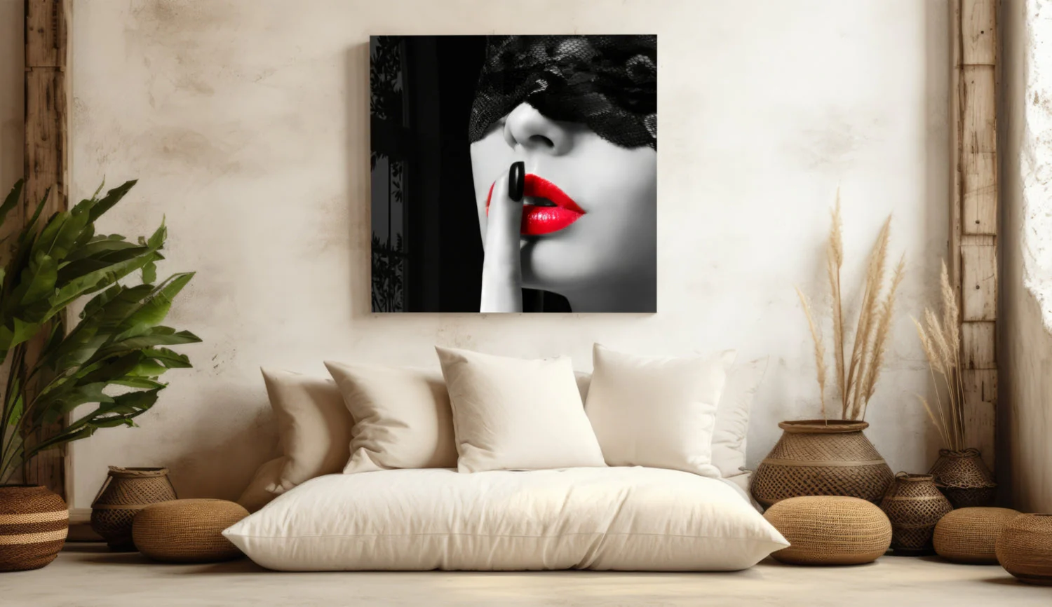 Red Lips Glass Wall Art - Image 3