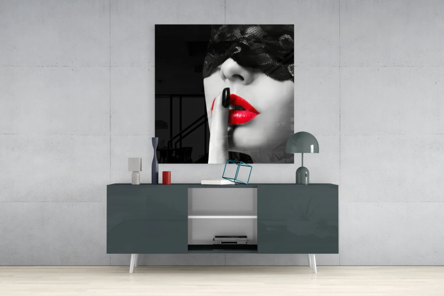 Red Lips Glass Wall Art - Image 5