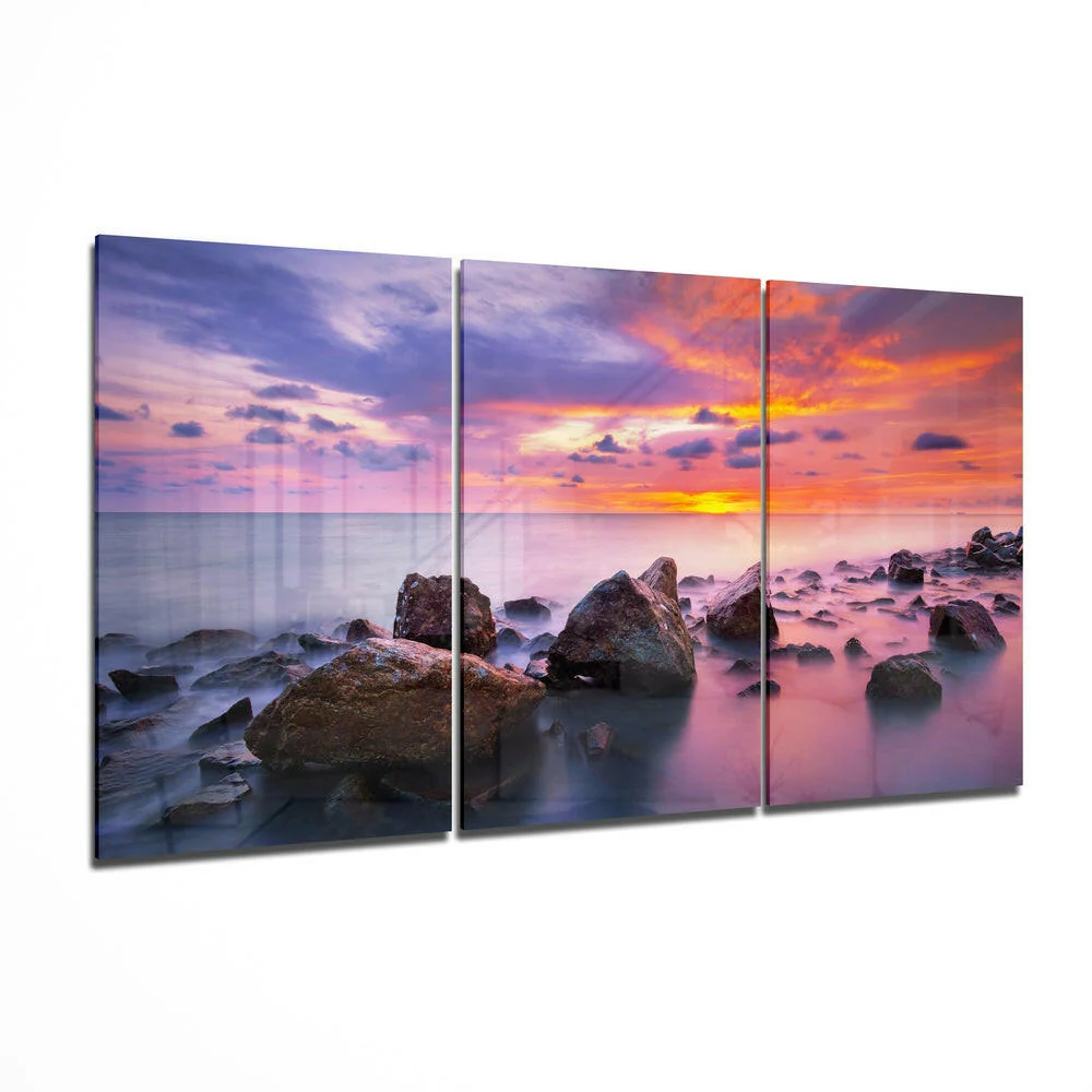 Red Sunset Mega Glass Wall Art - Image 2