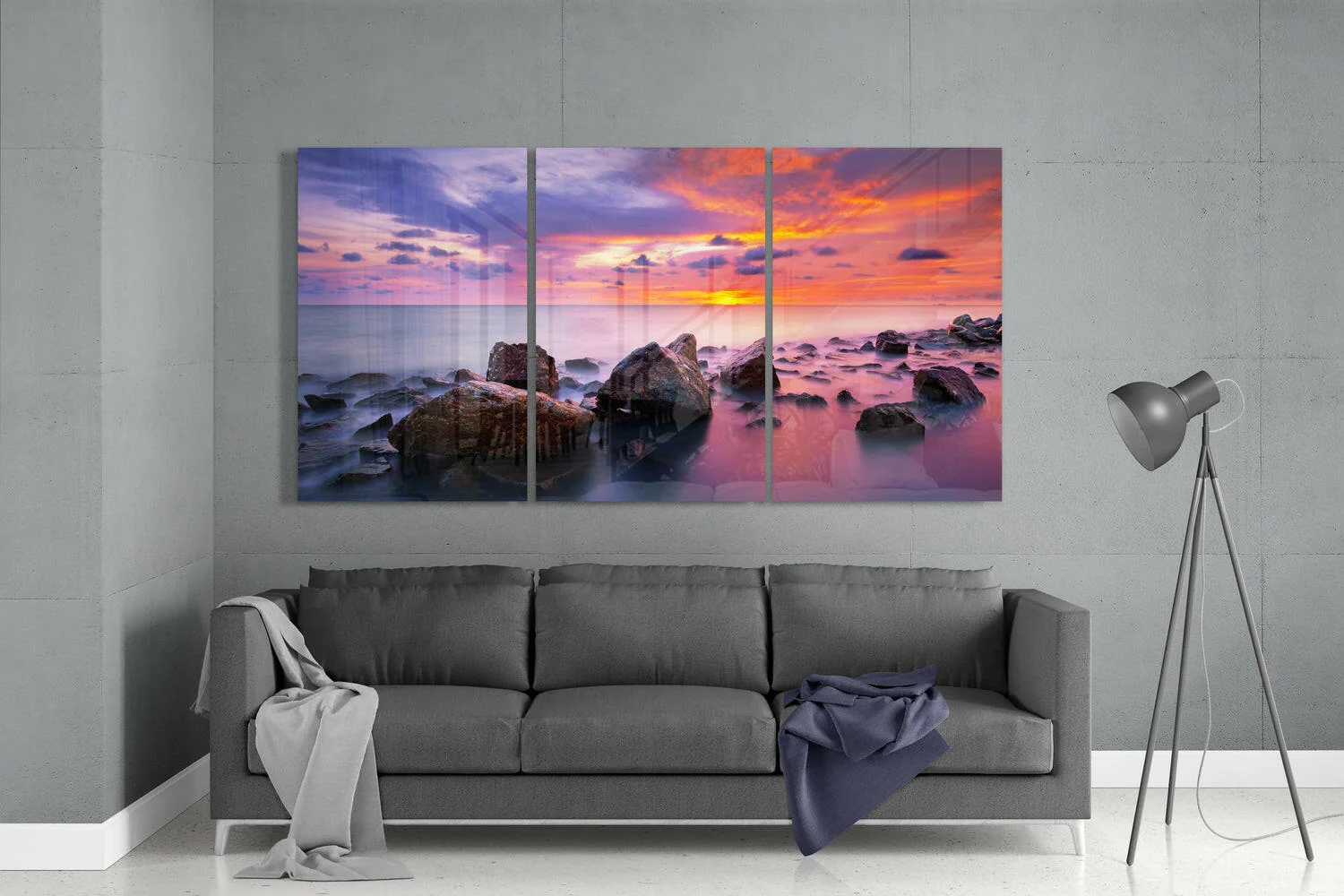 Red Sunset Mega Glass Wall Art - Image 4