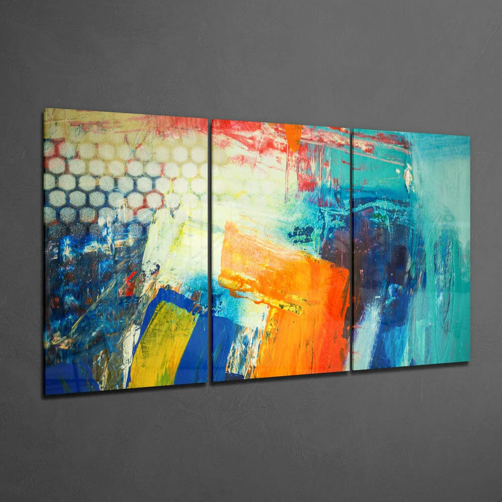 Colorful Brush Strokes Mega Glass Wall Art - Image 2