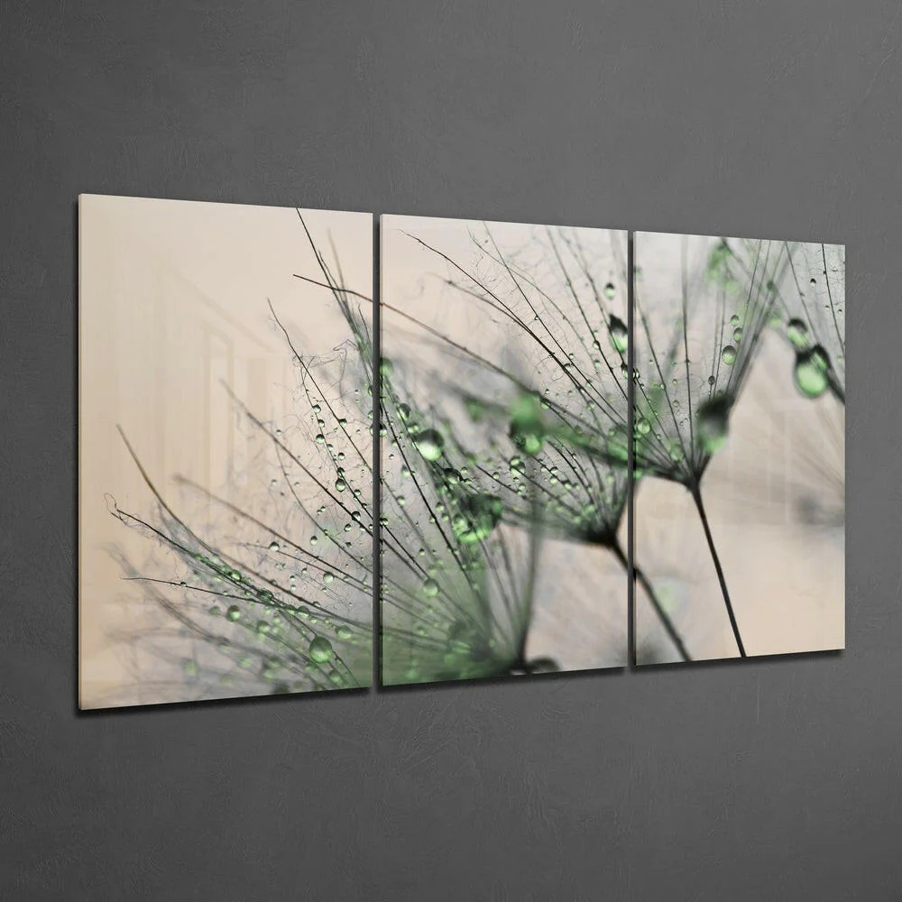 Green Dandelion Glass Wall Art - Image 2