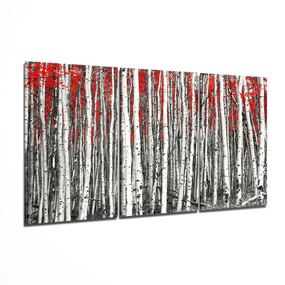 Red Forest Glass Wall Art