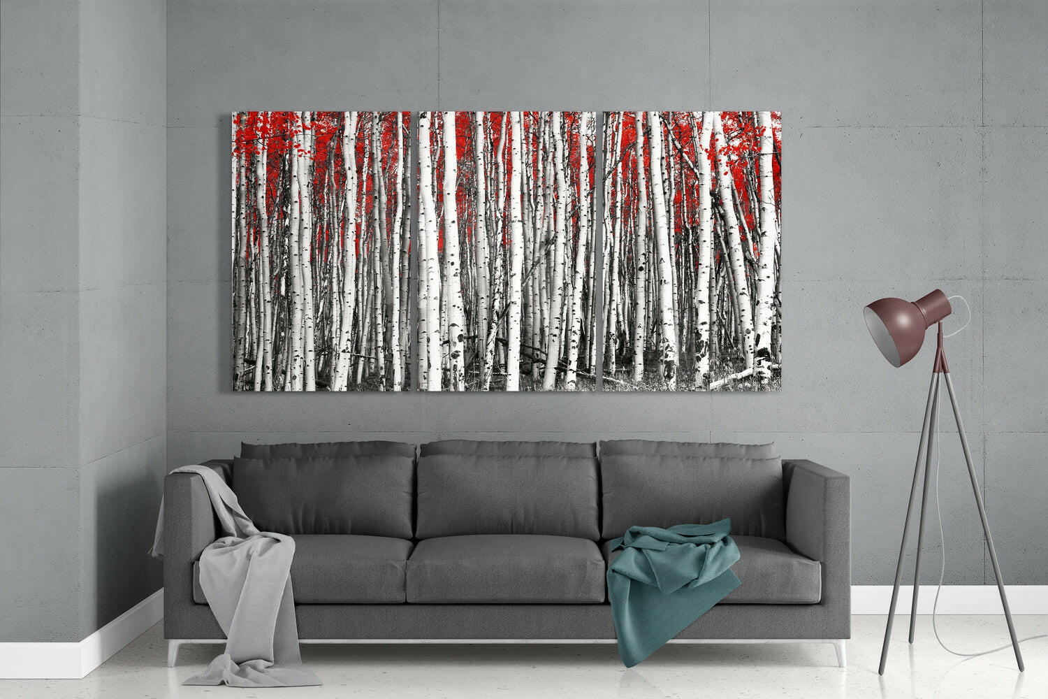 Red Forest Glass Wall Art - Image 2