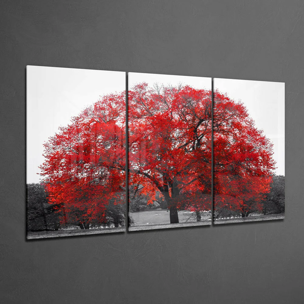 Red Tree Glass Wall Art - Image 2