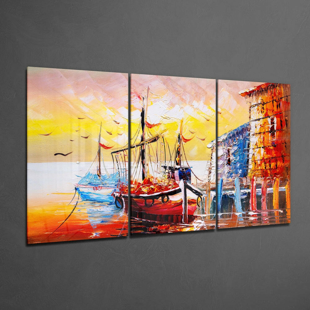 Boat on the Beach Glass Wall Art - Image 2