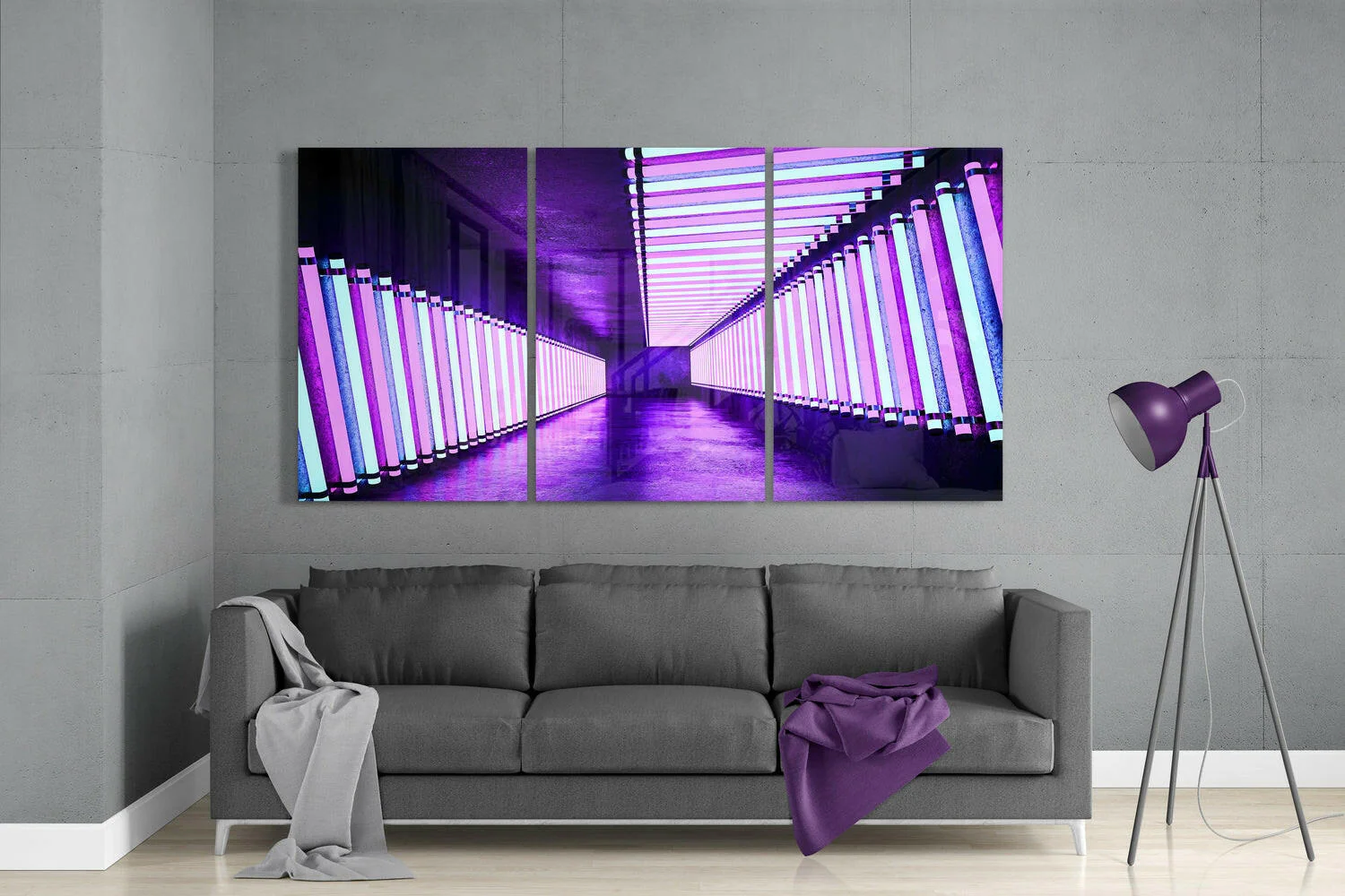 Purple Corridor Glass Wall Art - Image 3